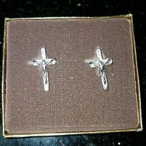 Cross earrings Sterling silver